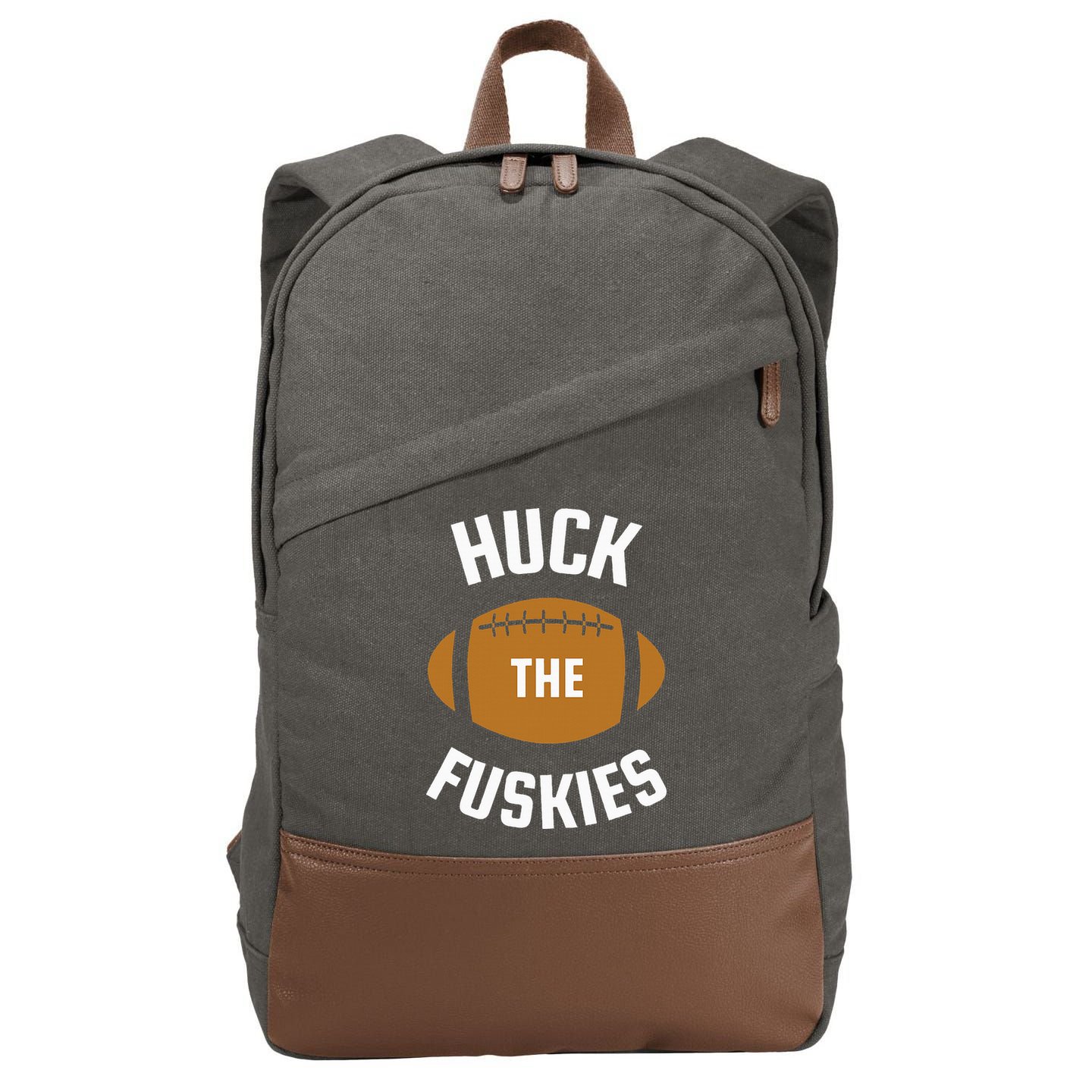 Huck the Fuskies Rivals Washington Oregon  Cotton Canvas Backpack