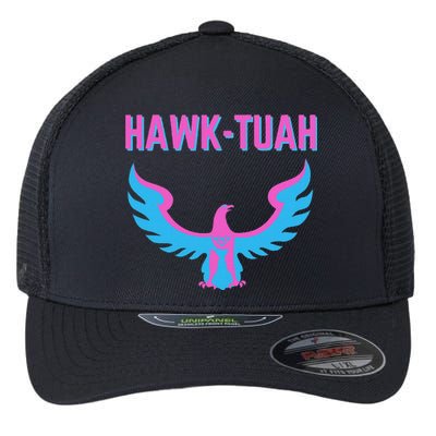 Hawk Tuah Funny Viral Meme Design Flexfit Unipanel Trucker Cap