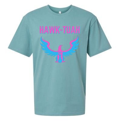 Hawk Tuah Funny Viral Meme Design Sueded Cloud Jersey T-Shirt