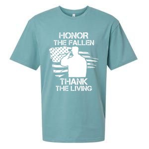 Honor The Fallen Thank The Living Saluting Soldier American Gift Sueded Cloud Jersey T-Shirt