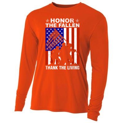 Honor The Fallen Thank The Living Memorial Day Veteran Funny Gift Cooling Performance Long Sleeve Crew