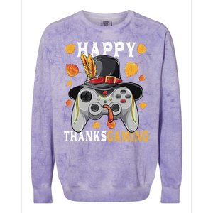 Happy Thanksgaming Funny Cute Thanksgiving Gamer Colorblast Crewneck Sweatshirt