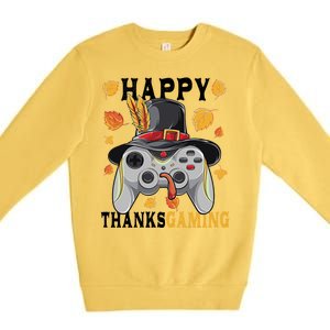 Happy Thanksgaming Funny Cute Thanksgiving Gamer Premium Crewneck Sweatshirt