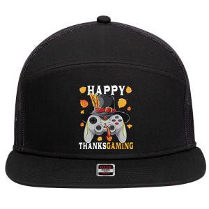 Happy Thanksgaming Funny Cute Thanksgiving Gamer 7 Panel Mesh Trucker Snapback Hat