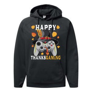 Happy Thanksgaming Funny Cute Thanksgiving Gamer Performance Fleece Hoodie