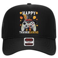 Happy Thanksgaming Funny Cute Thanksgiving Gamer High Crown Mesh Back Trucker Hat