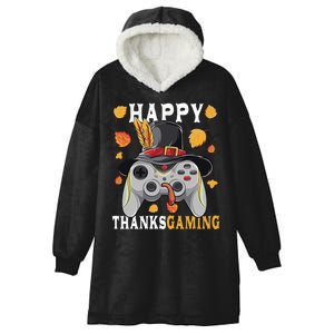 Happy Thanksgaming Funny Cute Thanksgiving Gamer Hooded Wearable Blanket