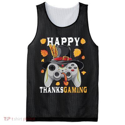 Happy Thanksgaming Funny Cute Thanksgiving Gamer Mesh Reversible Basketball Jersey Tank