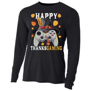 Happy Thanksgaming Funny Cute Thanksgiving Gamer Cooling Performance Long Sleeve Crew