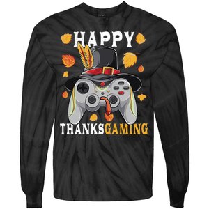 Happy Thanksgaming Funny Cute Thanksgiving Gamer Tie-Dye Long Sleeve Shirt