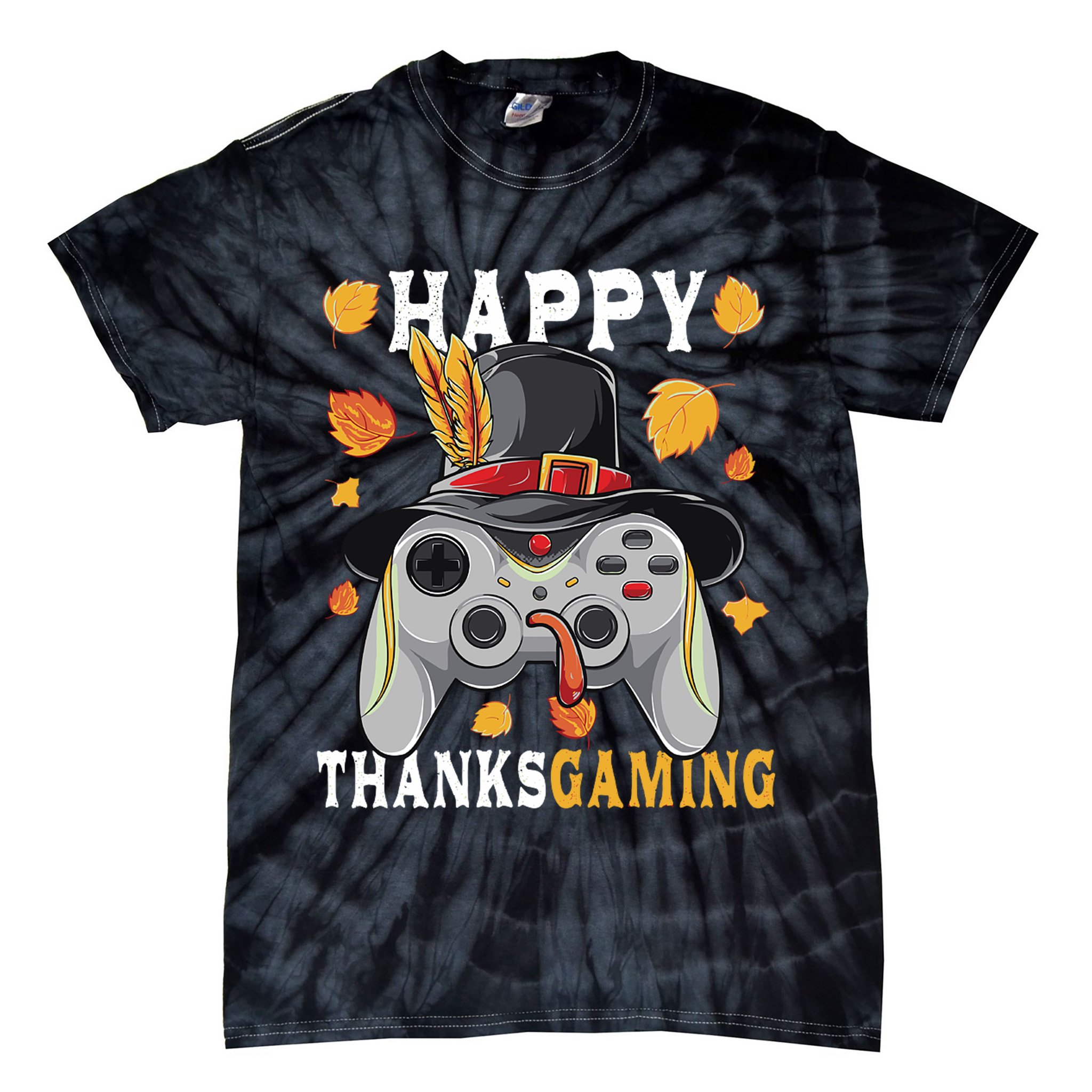 Happy Thanksgaming Funny Cute Thanksgiving Gamer Tie-Dye T-Shirt