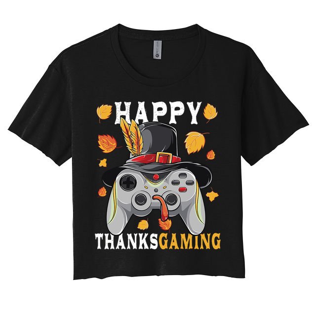 Happy Thanksgaming Funny Cute Thanksgiving Gamer Crop Top