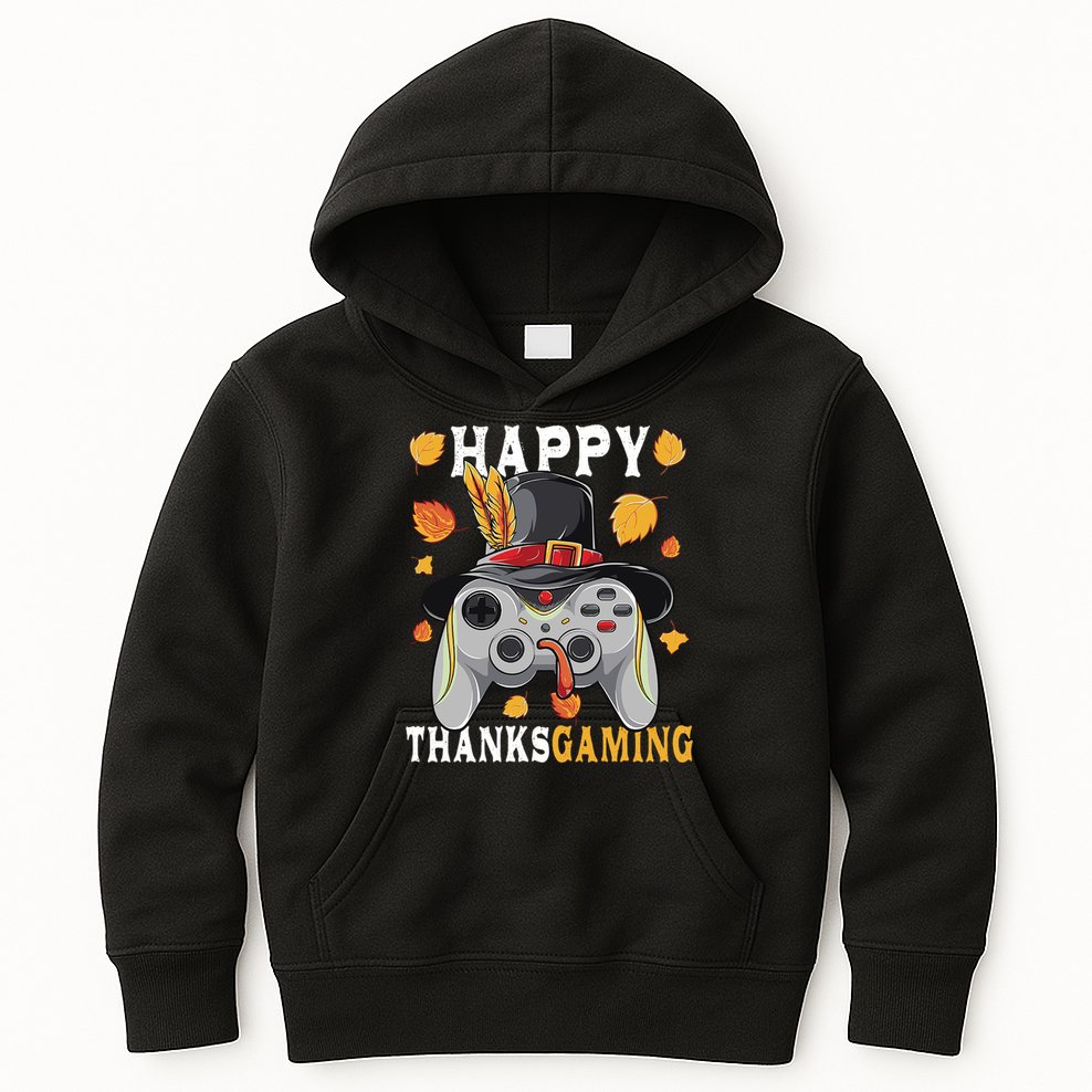 Happy Thanksgaming Funny Cute Thanksgiving Gamer Kids Hoodie