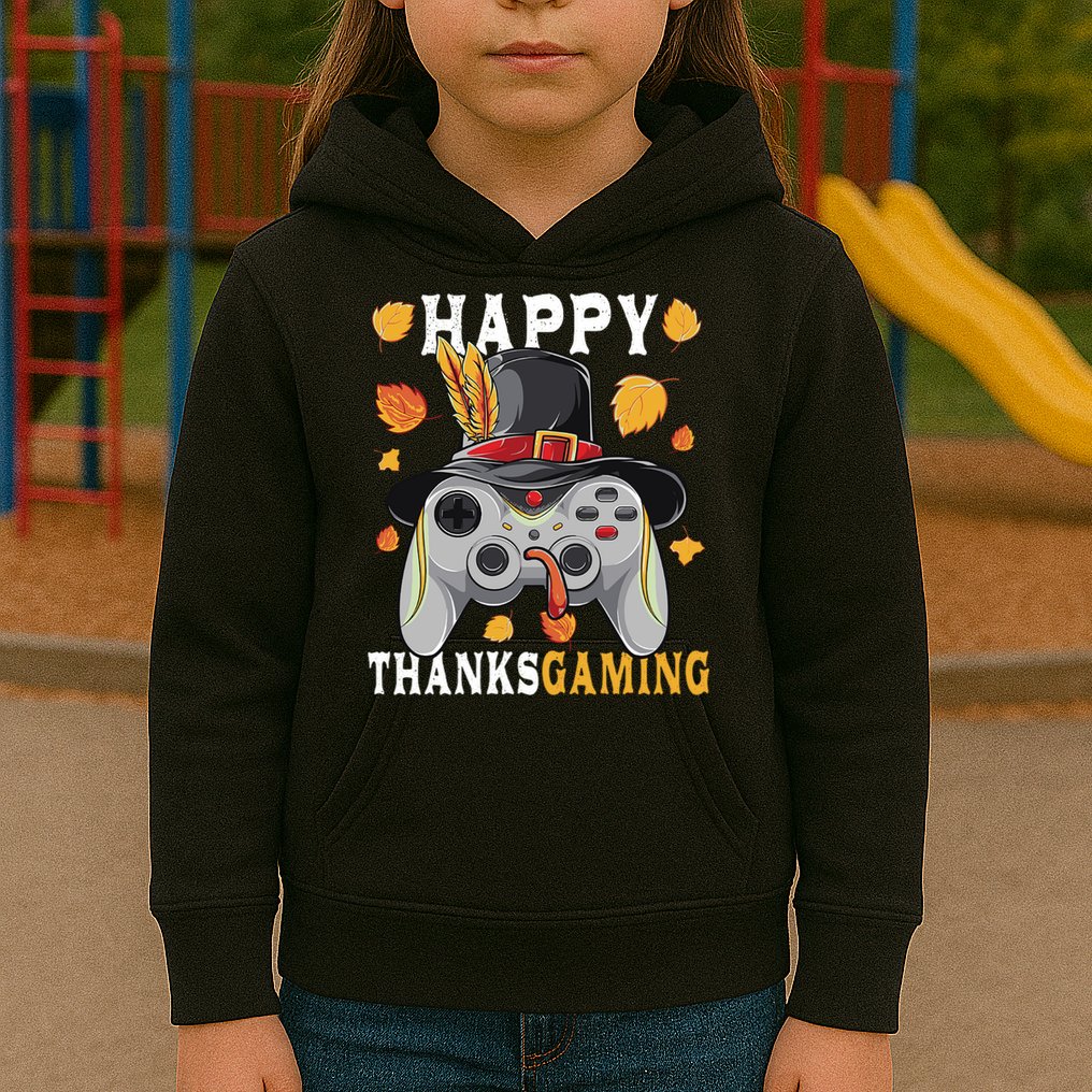 Happy Thanksgaming Funny Cute Thanksgiving Gamer Kids Hoodie