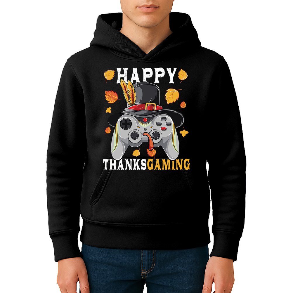 Happy Thanksgaming Funny Cute Thanksgiving Gamer Kids Hoodie