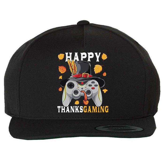 Happy Thanksgaming Funny Cute Thanksgiving Gamer Wool Snapback Cap