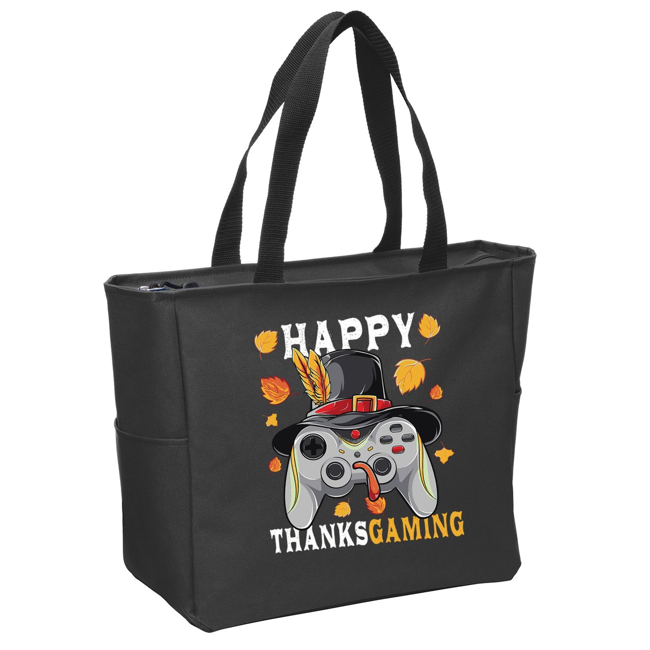 Happy Thanksgaming Funny Cute Thanksgiving Gamer Zip Tote Bag