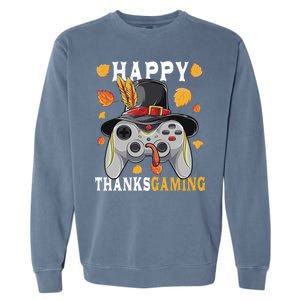 Happy Thanksgaming Funny Cute Thanksgiving Gamer Garment-Dyed Sweatshirt