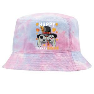 Happy Thanksgaming Funny Cute Thanksgiving Gamer Tie-Dyed Bucket Hat