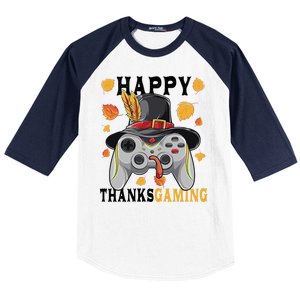 Happy Thanksgaming Funny Cute Thanksgiving Gamer Baseball Sleeve Shirt