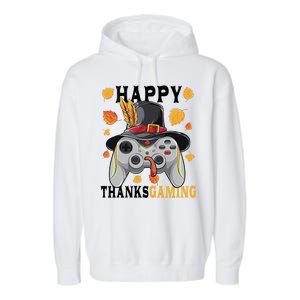 Happy Thanksgaming Funny Cute Thanksgiving Gamer Garment-Dyed Fleece Hoodie