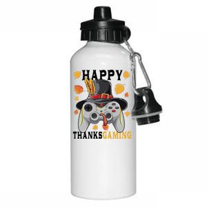 Happy Thanksgaming Funny Cute Thanksgiving Gamer Aluminum Water Bottle