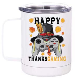 Happy Thanksgaming Funny Cute Thanksgiving Gamer 12 oz Stainless Steel Tumbler Cup