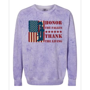 Honor The Fallen Thank The Living Patriotic Memorial Day Meaningful Gift Colorblast Crewneck Sweatshirt