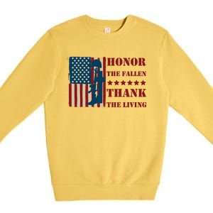 Honor The Fallen Thank The Living Patriotic Memorial Day Meaningful Gift Premium Crewneck Sweatshirt