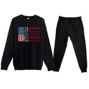 Honor The Fallen Thank The Living Patriotic Memorial Day Meaningful Gift Premium Crewneck Sweatsuit Set