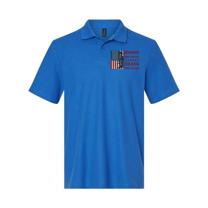 Honor The Fallen Thank The Living Patriotic Memorial Day Meaningful Gift Softstyle Adult Sport Polo