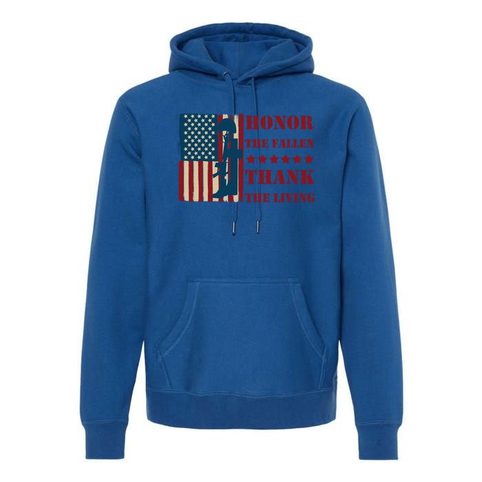 Honor The Fallen Thank The Living Patriotic Memorial Day Meaningful Gift Premium Hoodie