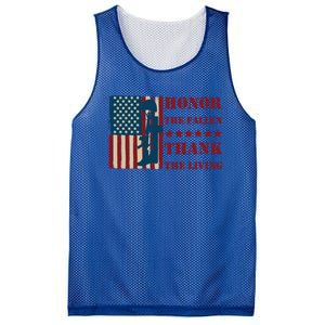 Honor The Fallen Thank The Living Patriotic Memorial Day Meaningful Gift Mesh Reversible Basketball Jersey Tank