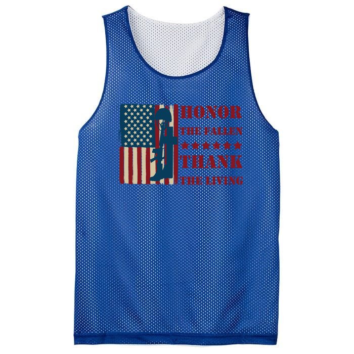 Honor The Fallen Thank The Living Patriotic Memorial Day Meaningful Gift Mesh Reversible Basketball Jersey Tank