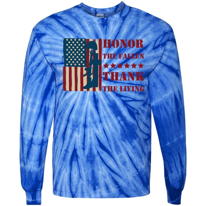 Honor The Fallen Thank The Living Patriotic Memorial Day Meaningful Gift Tie-Dye Long Sleeve Shirt