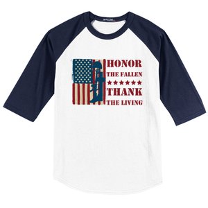 Honor The Fallen Thank The Living Patriotic Memorial Day Meaningful Gift Baseball Sleeve Shirt