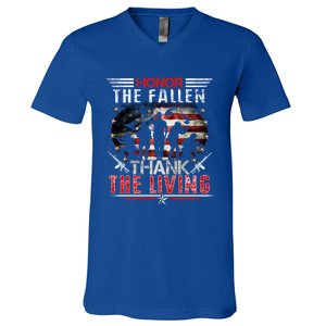 Honor The Fallen Veteran Themed Military Support Memorial Meaningful Gift V-Neck T-Shirt