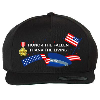 Honor The Fallen Thank The Living Funny Gift Wool Snapback Cap