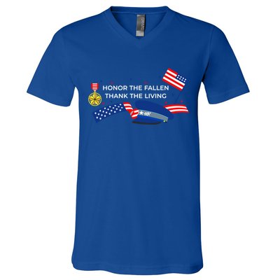 Honor The Fallen Thank The Living Funny Gift V-Neck T-Shirt