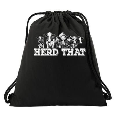 Herd That Funny Cow Lover Farmer Drawstring Bag