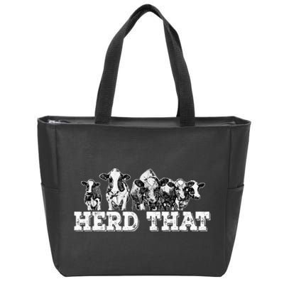 Herd That Funny Cow Lover Farmer Zip Tote Bag