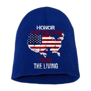 Honor The Fallen Veteran Themed Military Support Gift Short Acrylic Beanie