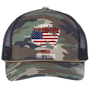 Honor The Fallen Veteran Themed Military Support Gift Retro Rope Trucker Hat Cap