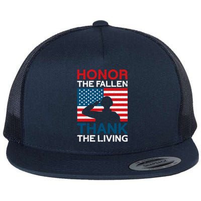 Honor The Fallen Thank The Living Usa Flag American Veteran Gift Flat Bill Trucker Hat