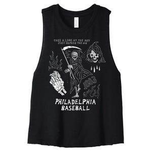 Heavyslime The Fightins Take A Look At The Sky Just Before You Die Philadelphia Women's Racerback Cropped Tank