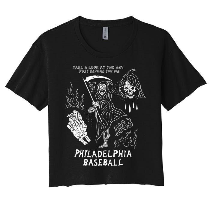 Heavyslime The Fightins Take A Look At The Sky Just Before You Die Philadelphia Women's Crop Top Tee