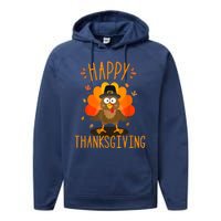 Happy thanksgiving for turkey day family dinner Performance Fleece Hoodie