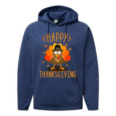 Happy thanksgiving for turkey day family dinner Performance Fleece Hoodie