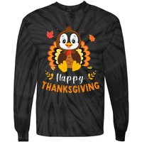 Happy Thanksgiving Funny Penguins Turkey Costume Lover Gifts Tie-Dye Long Sleeve Shirt