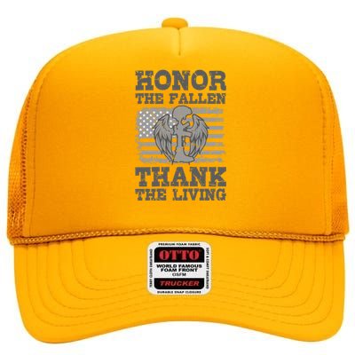 Honor The Fallen American Veteran Gift Veterans Day Soldier Great Gift High Crown Mesh Back Trucker Hat